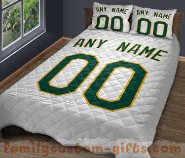 Custom Quilt Sets Oakland Jersey Personalized Baseball Premium Quilt Bedding for Men Women